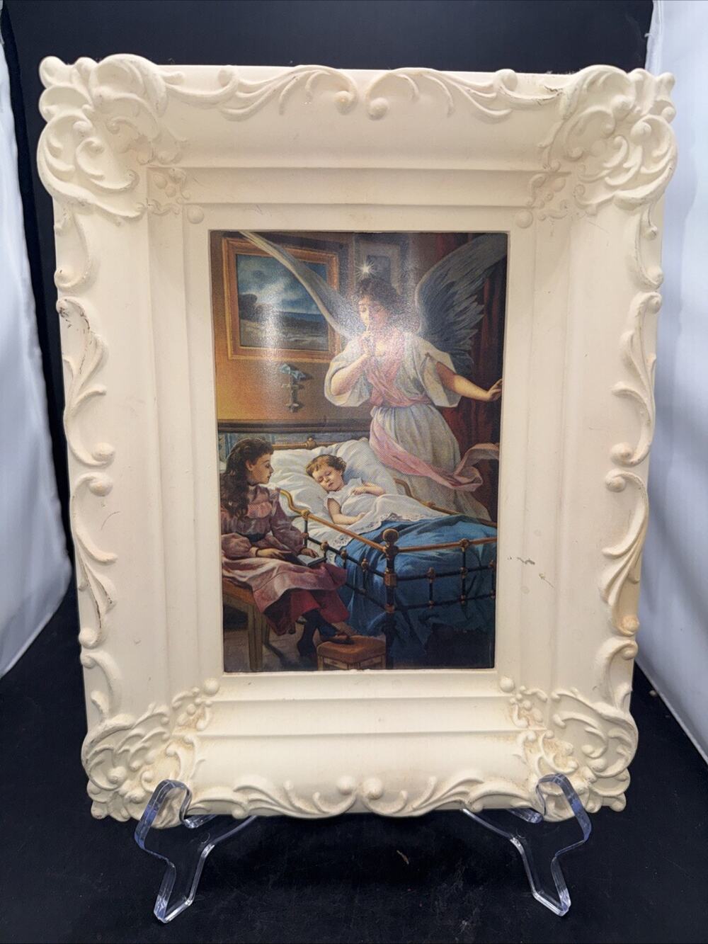 Vintage Guardian Angel Child Prayer Picture Frame Religious Products Taunton MA